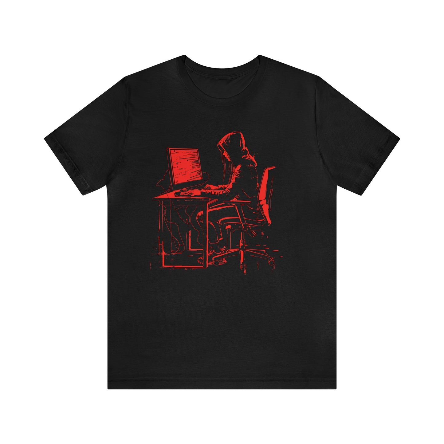 Hacker Sitting at Desk - T Shirt