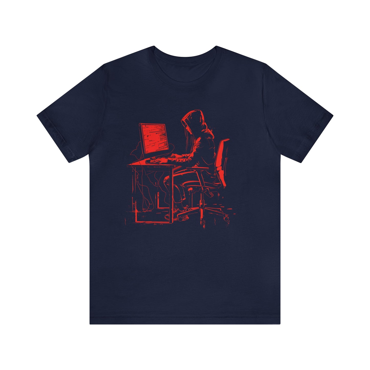 Hacker Sitting at Desk - T Shirt